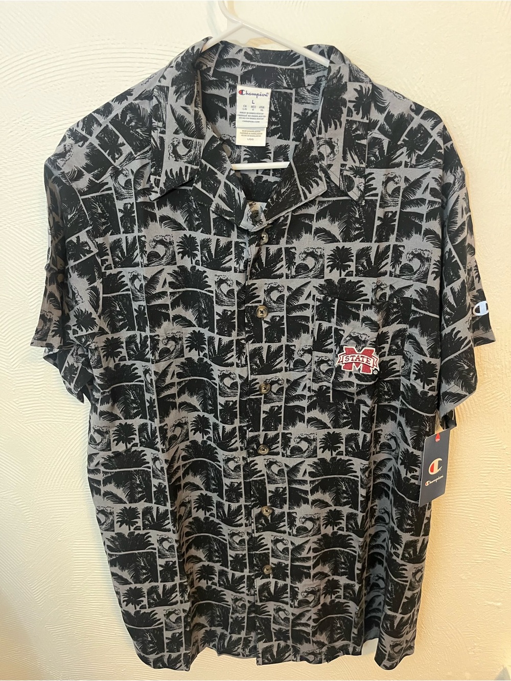 Champion Black Mississippi State Hawaiian Button-Up Shirt